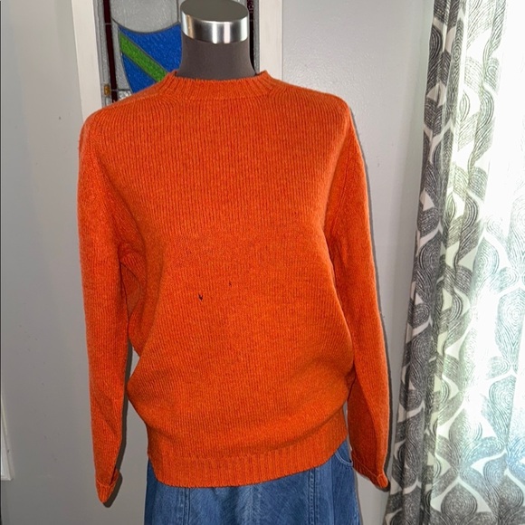 Aquascutum of London Vintage Orange Shetland Wool Crew Neck Sweater - Picture 1 of 7